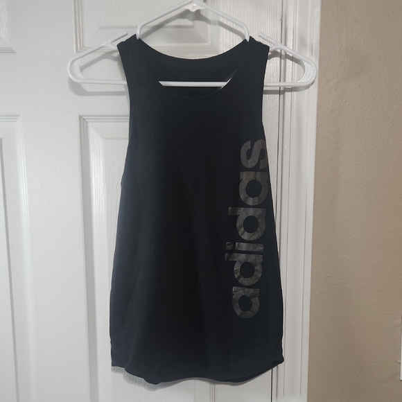 Adidas Black Sleeveless Tank Top with Gray Branding - Picture 1 of 11